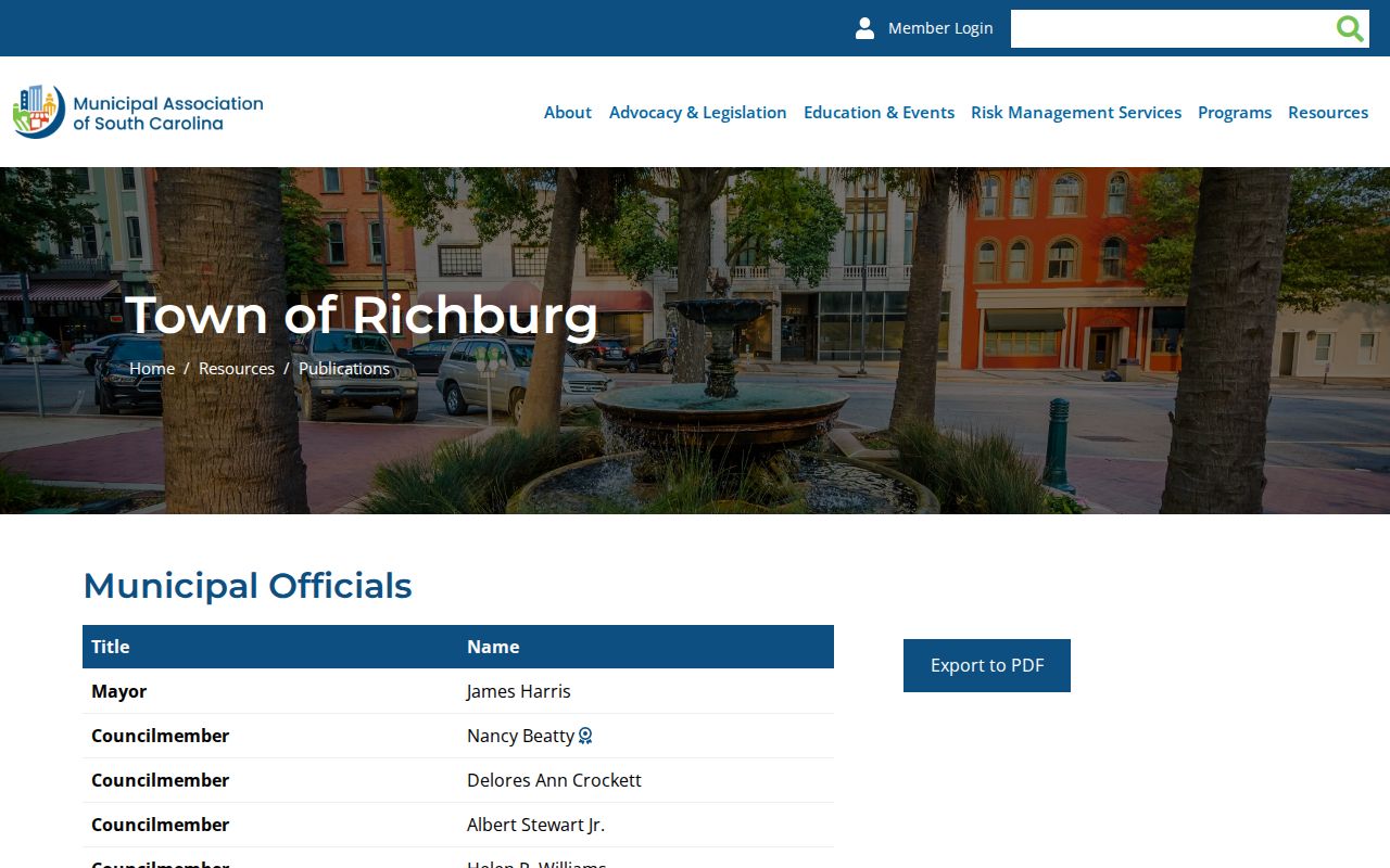 Richburg Town Hall municipal information and contact listing